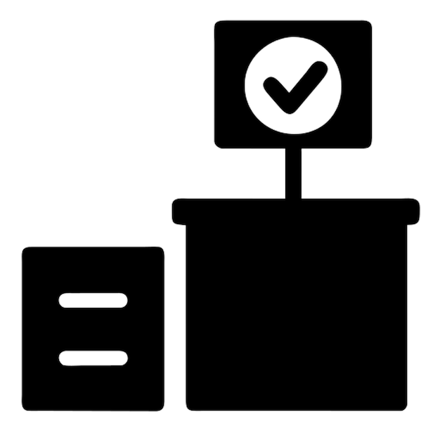 voting table icon with cardboard ballot box next to it without letters pictogram