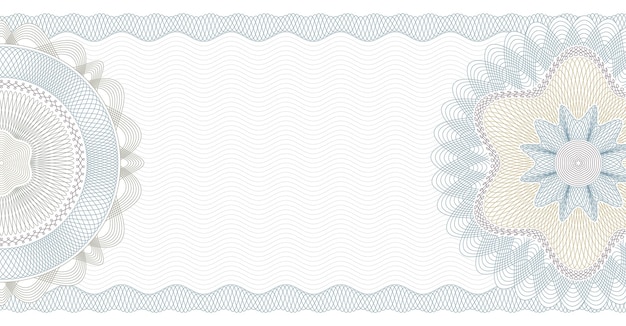 Voucher guilloche Gift certificate coupon or cheque template with guilloche border and rosette Watermark security pattern editable stroke vector paths