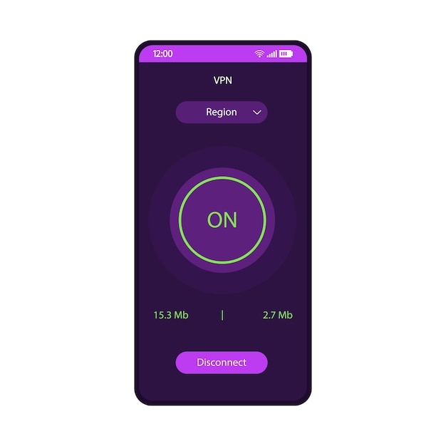 VPN app smartphone interface vector template