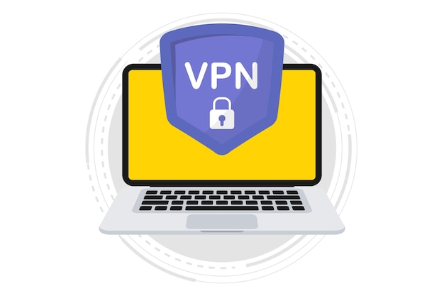 VPN service Laptop with secure VPN connection concept Virtual private network Cyber security secure web traffic data protection Internet security software for computers