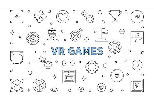 VR Games   hizontal outline illustration