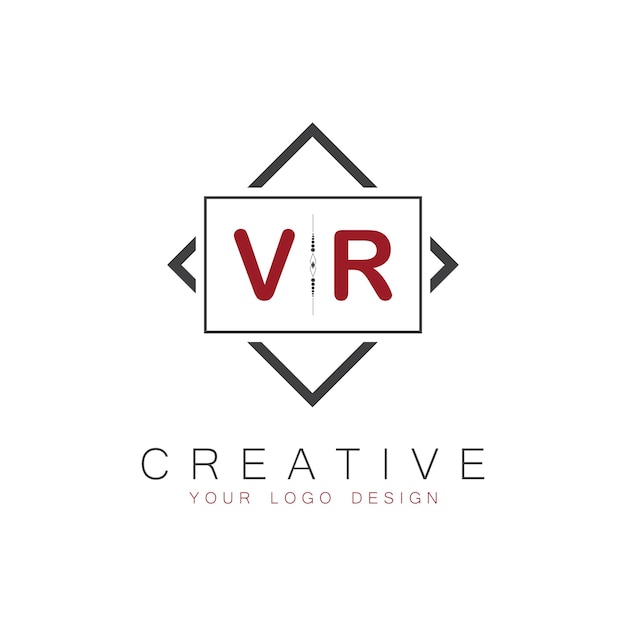 Vector vr initial monogram logo with creative square style design