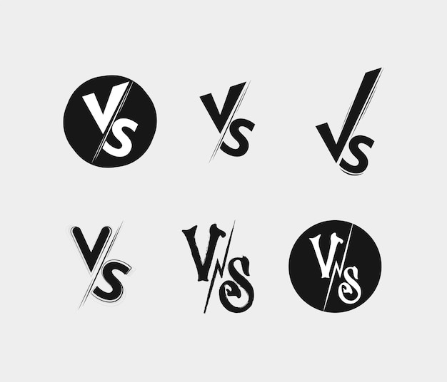 Vs icons versus comparison tag duel sign and tournament battle template vector clipart set