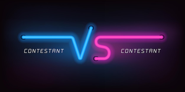 Vs vector icons, logo. Neon lights style for versus sign on abstract background