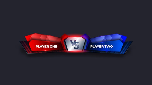 VS Versus Battle headline Modern banner template, Red and Blue shiny background, Game.