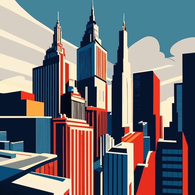 Vector vue du ciel de new york vector illustration flat 2