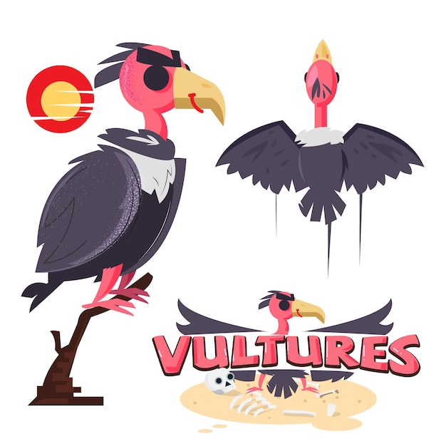 Vulture bird set with logo