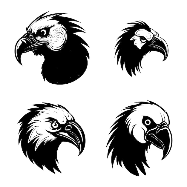 Vulture cartoon simple logo graphic a black vector illustration on white background For apps logos websites symbol UI UX graphics and web design EPS 10