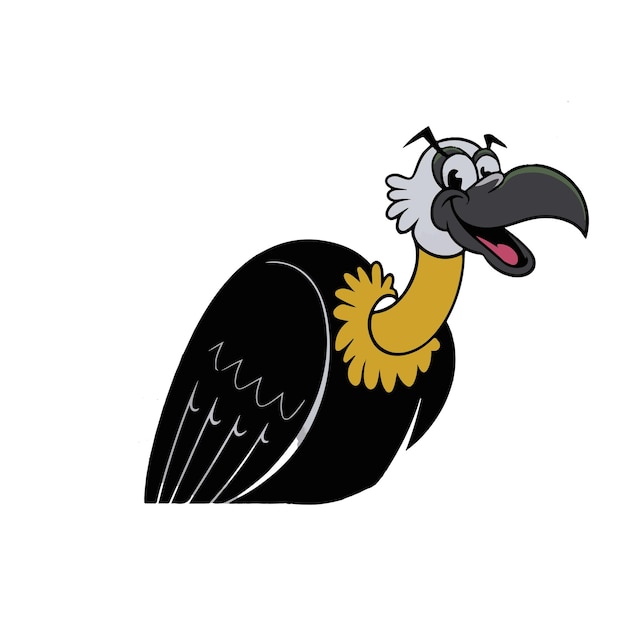 Vector a vulture cartoon vector illustration of a bird with a black background