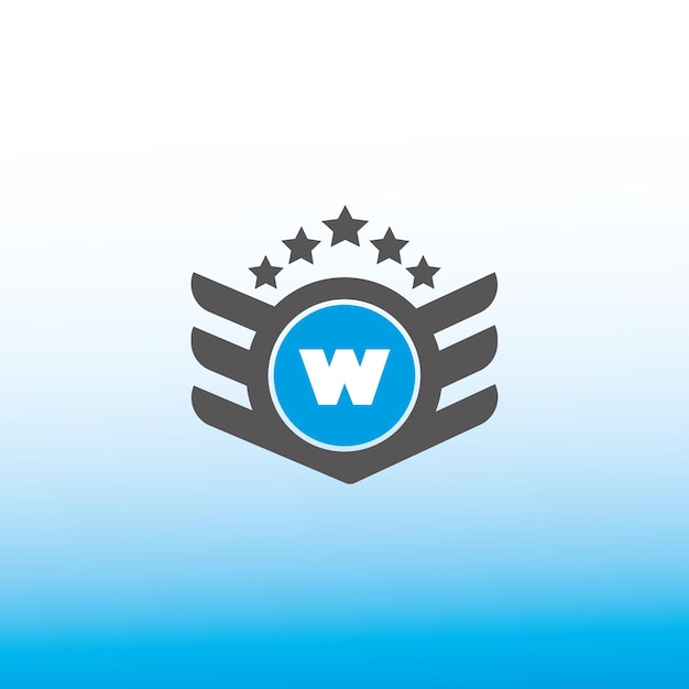 W letter logo vector design on blue an white gradient color background W letter logo and icon design