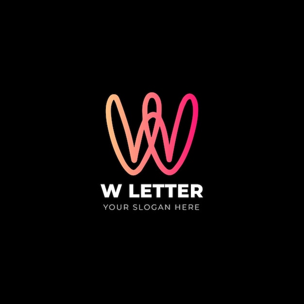 Vector w letter minimal artistic line art logo