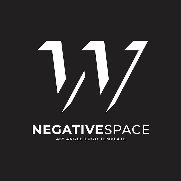 w letter negative space geometric alphabet mark logo vector icon illustration