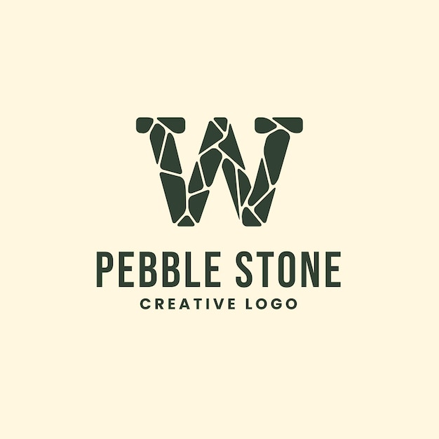 W Letter Pebble Stone Organic And Luxurious Logo Design