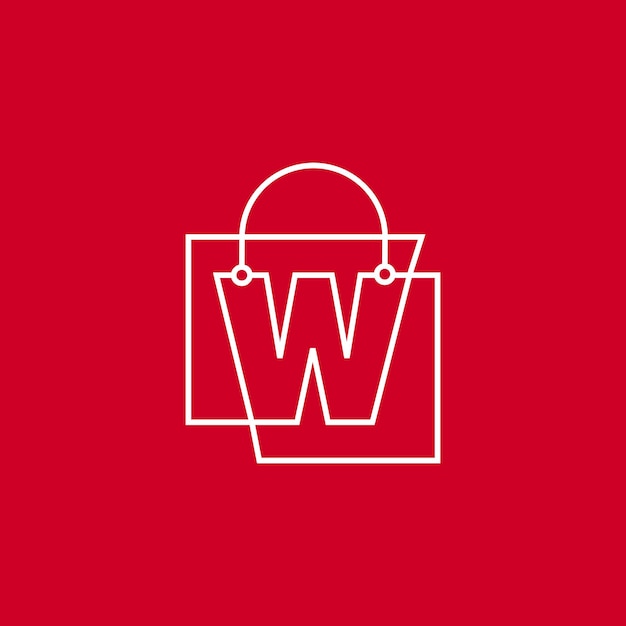 W letter Shop Shopping Bag Logo Vector Icon illustration