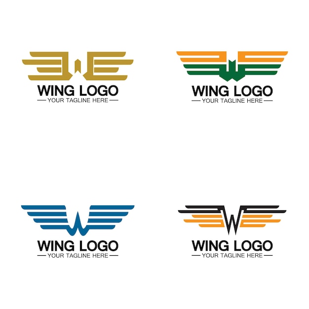 W letter for wings logo design combination w letter and wings