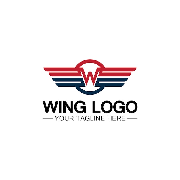 W letter for wings logo design combination w letter and wings