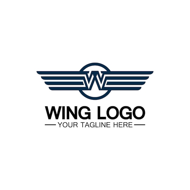 W letter for wings logo design combination w letter and wings