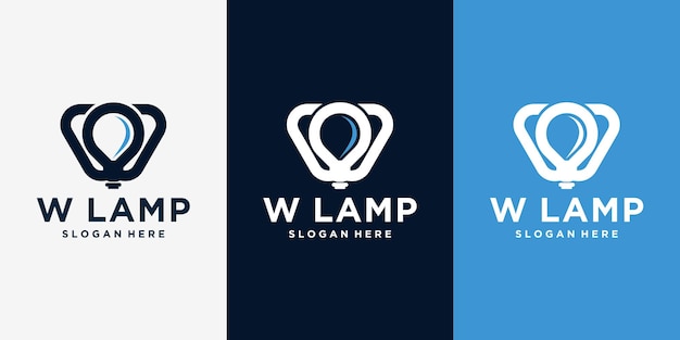 w logo with light concept Technology logo and digital connection Logo Template