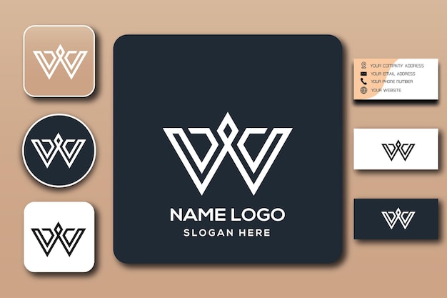 w monogram logo template