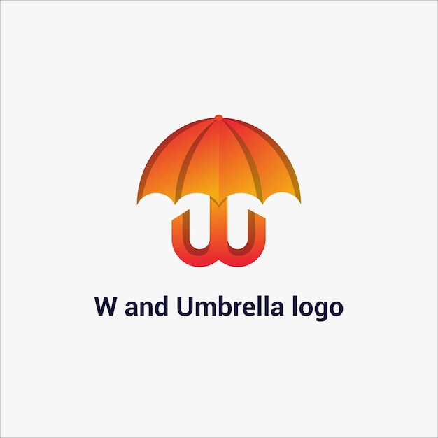 Vector w and umbrella modern logo design