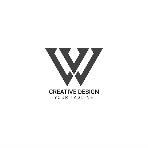 W V letter line art classic triangle shape luxury type logo