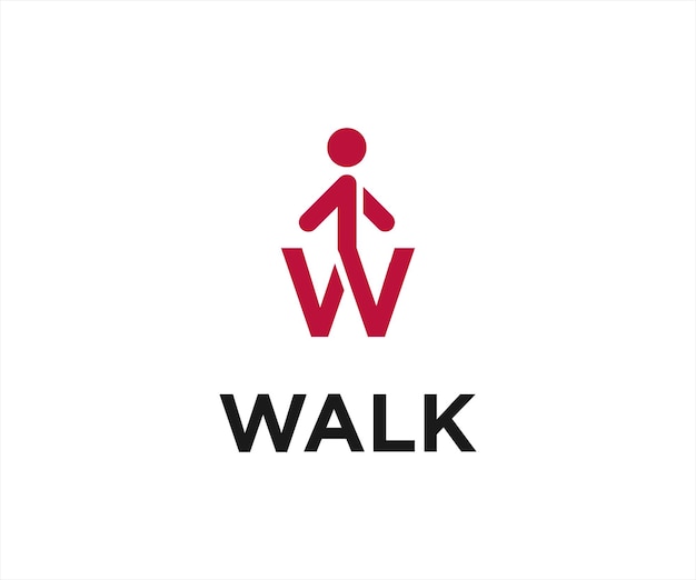 w walk logo or walking icon