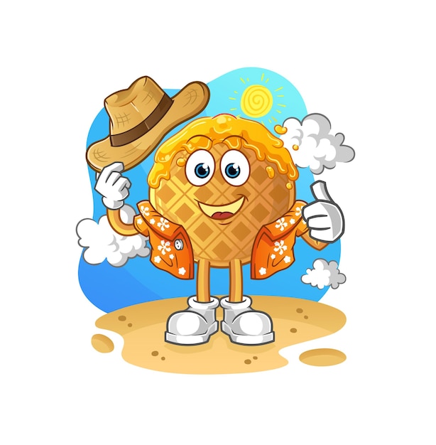 The waffle go on vacation. cartoon mascot vector