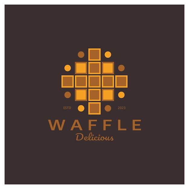 Waffle logo simple illustration designfor pastry shopemblembadgebakery businesspastrybakeryvector