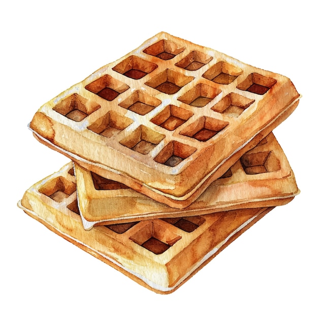 waffles vector illustration in watercolour style