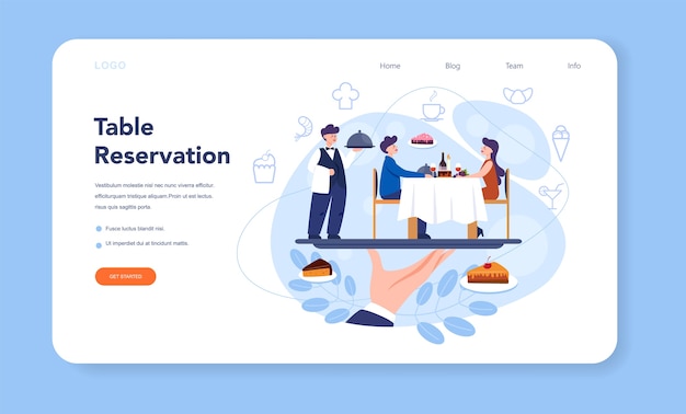 Waiter web banner or landing page set