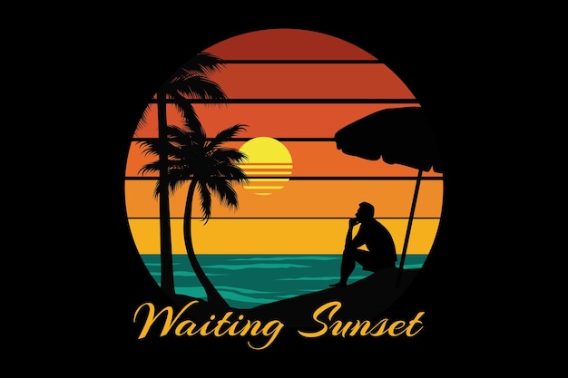 Waiting sunset retro vintage landscape design