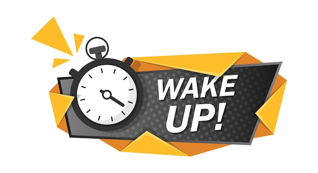 Wake up icon in flat style Good morning vector illustration on isolated background Alarm clock ringing and mornings wakes sign business concept