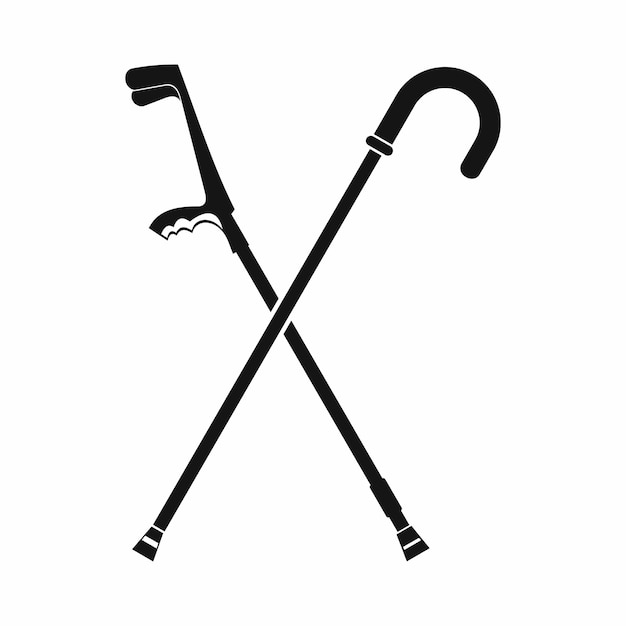 Walking cane icon in simple style isolated on white background