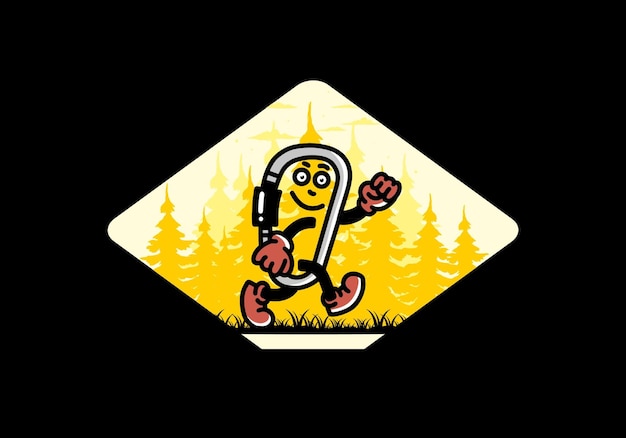 Walking funny carabiner illustration design