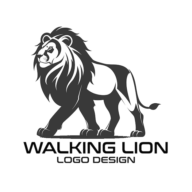 Walking Lion Vector Logo Design