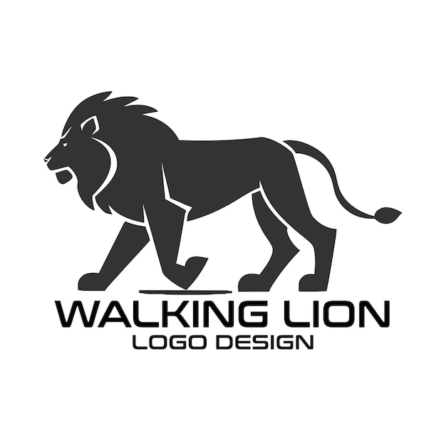 Walking Lion Vector Logo Design