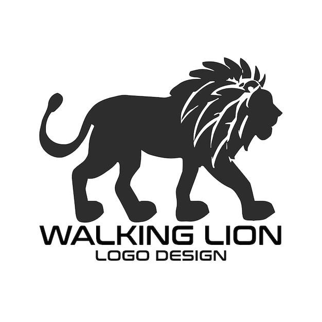 Walking Lion Vector Logo Design