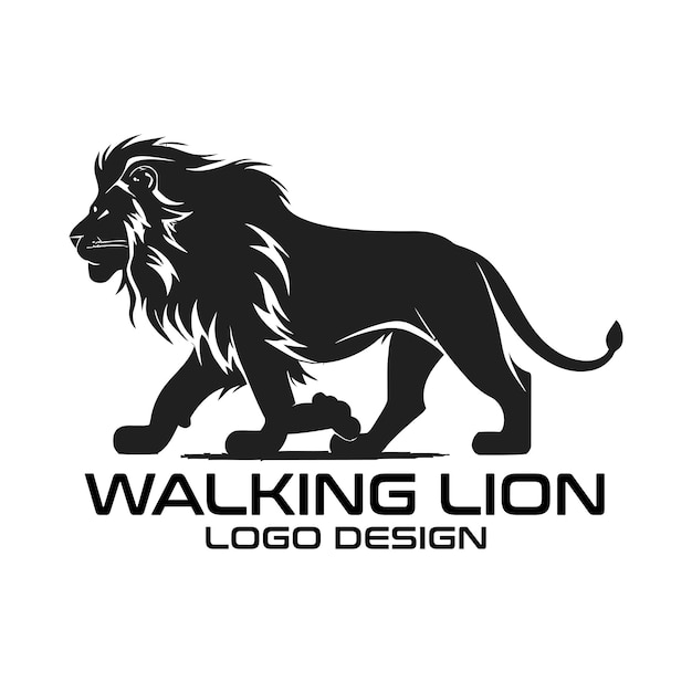 Walking Lion Vector Logo Design