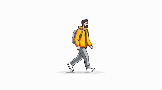 Vector walking man icon in drawing style vector isolated