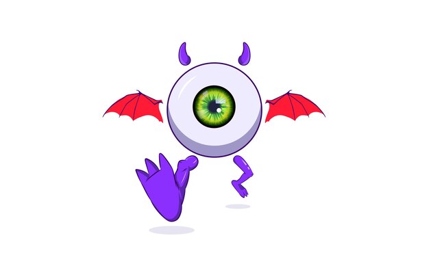 Vector walking one eye cartoon cute one eye monster