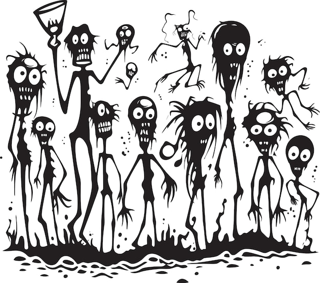 Vector the walking sketch doodle zombies group icon ink infused insanity zombies emblem