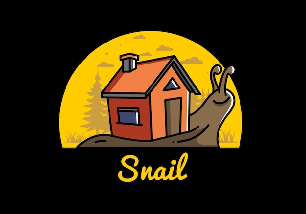 Walking snail and house illustration design