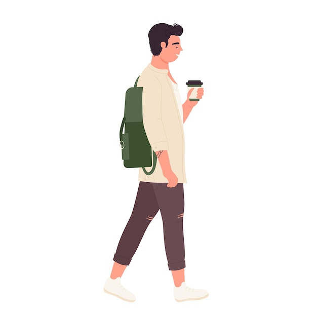 Walking student with takeaway coffee