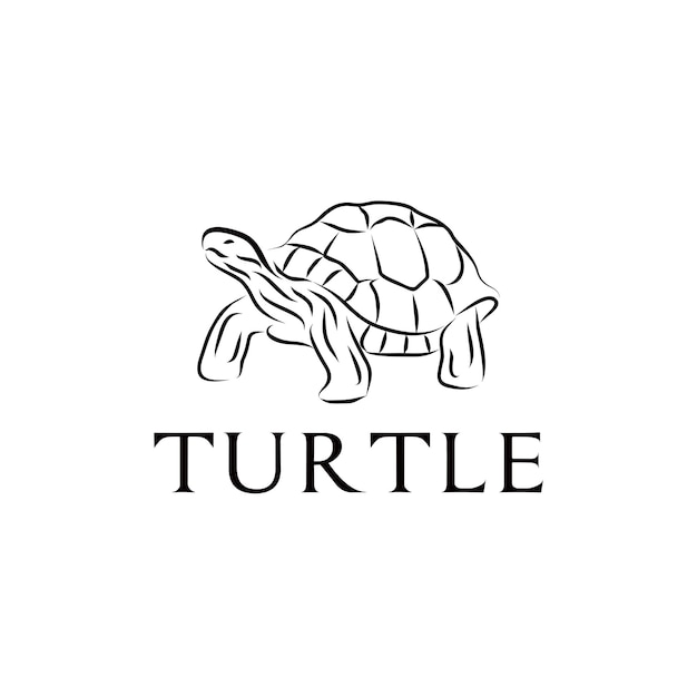 walking tortoise turtle wildlife  line art logo design