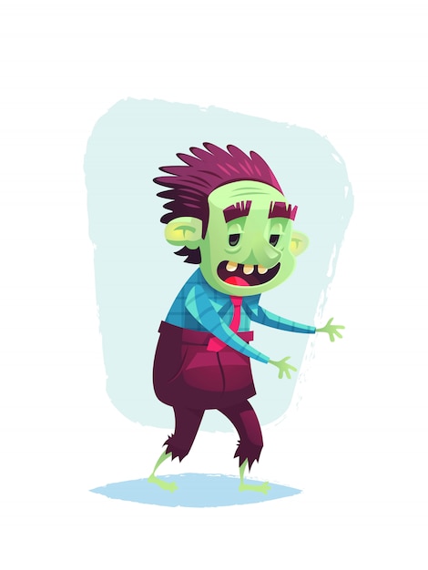 Walking zombie character Cartoon halloween  illustration