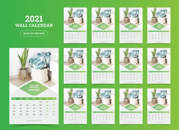 Wall calendar 2021 template