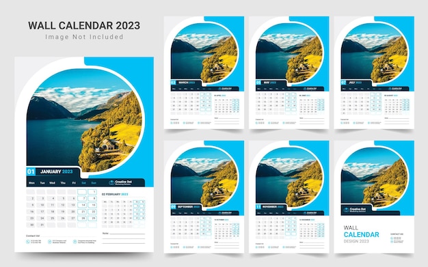 Wall Calendar 2023 Design Template.