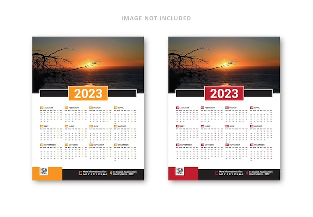 Wall calendar 2023 template design