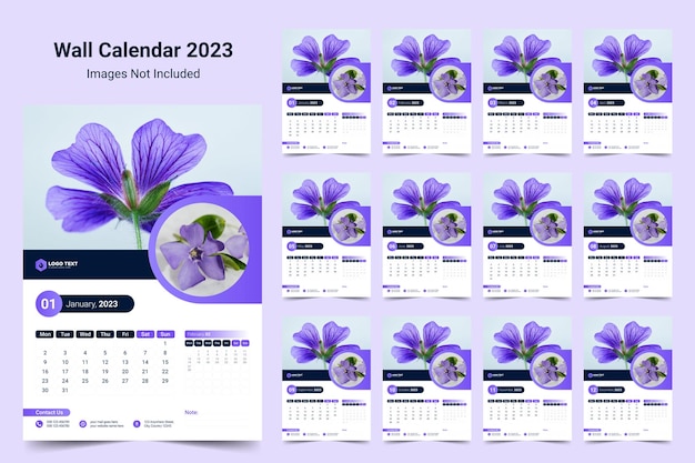 Wall calendar design for the new year 2023