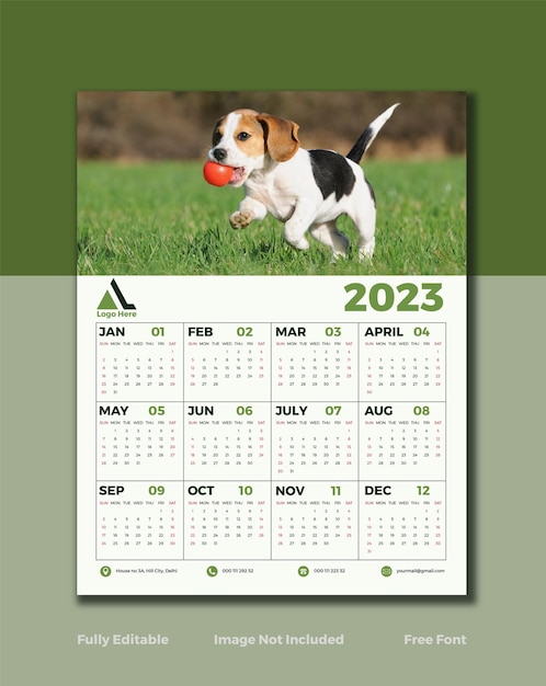 Wall Calendar Happy new year 2023